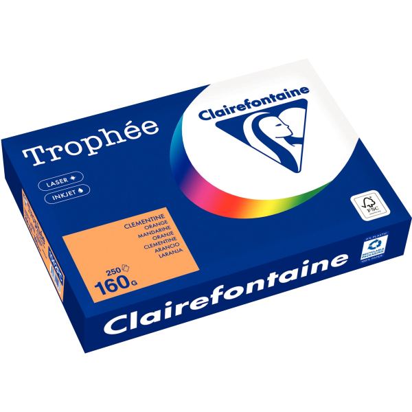 Paquet de 250 feuilles format A4 160g clémentine CLAIREFONTA, TROPHEE — PAPIERS