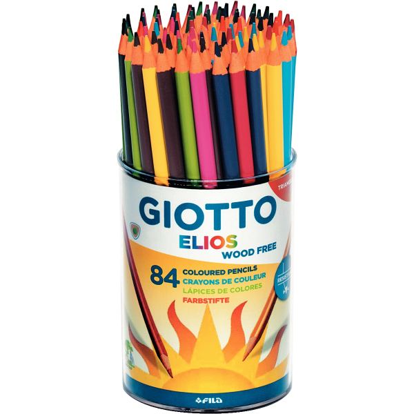 Pot de 84 crayons Elios Wood Free assortis, N.C — DESSIN SCOLAIRE ET PROFESSIONNEL
