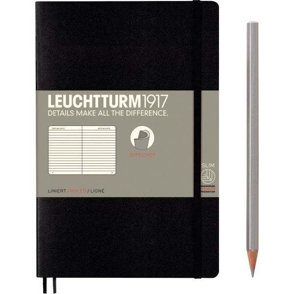 Carnet 123 pages LEUCHTTURM 1917 format B6+, ligné, noir, LEUCHTTURM1917 — CAHIERS ET DERIVES DE PAPIER