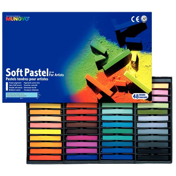 Boîte de 48 pastels sec carre assorties, MUNGYO — DESSIN SCOLAIRE ET PROFESSIONNEL