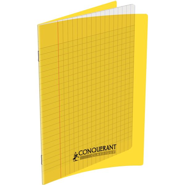 Cahier Piqué Conquérant Classique Couverture Polypropylène Rigide Transparente A5+ 17x22m 60 Pages 90g Séyès Jaune…