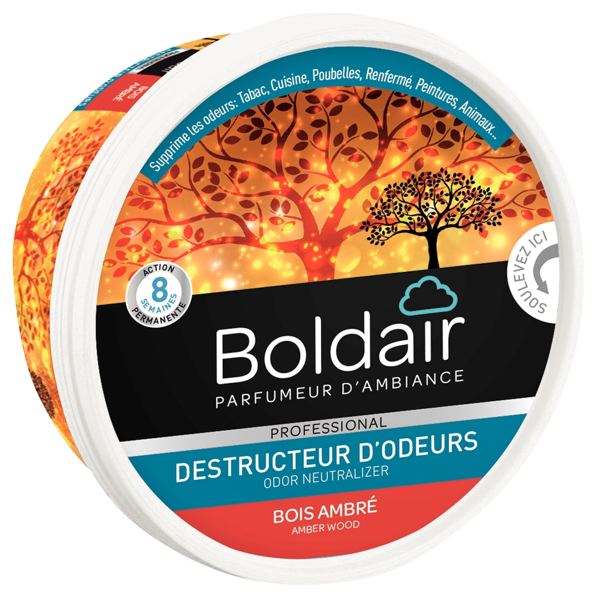 Boite gel destructeur d'odeurs BOLDAIR bois ambré — SERVICES GENERAUX