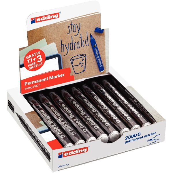 Boite de 20 marqueurs permanents E-2000C noirs, N.C — ECRIRE ET CORRIGER