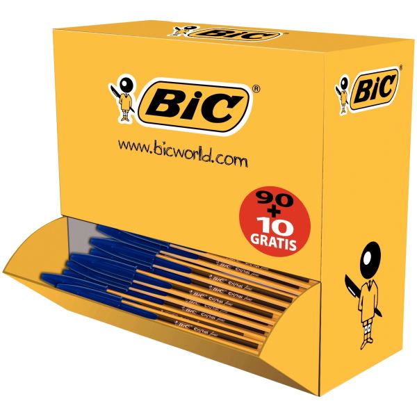 Boîte de 100 stylos Cristal pointe fine bleus dont 10 gratui — ECRIRE ET CORRIGER