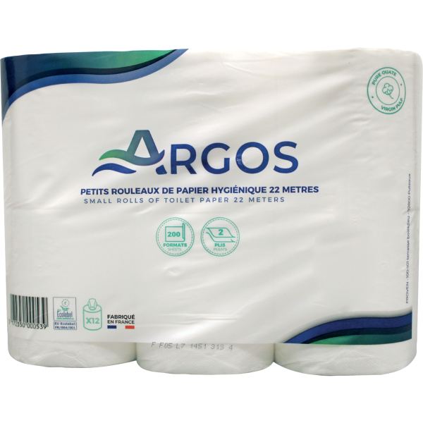 Lot de 12 rouleaux de papier hygiénique 2 plis, ARGOS — SERVICES GENERAUX