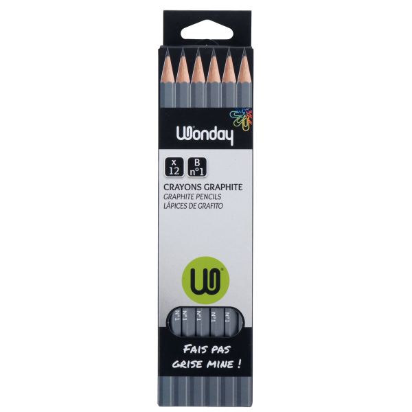 Boîte de 12 crayons graphite standard B, Wonday — ECRIRE ET CORRIGER