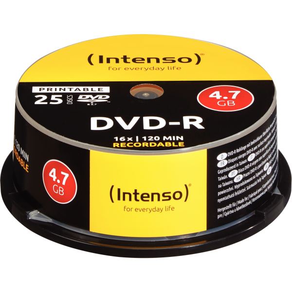 Spindle de 25 DVD-R imprimable Intenso 4,7 Go 16X, N.C — INFORMATIQUE