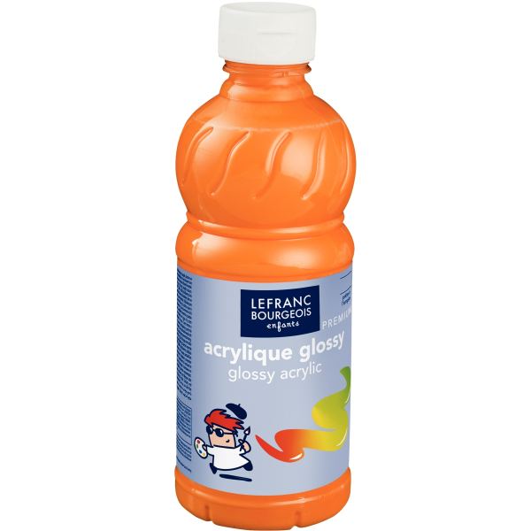 Flacon 500 ml d'acrylique Glossy Lefranc Bourgeois, jaune d'o, COLOR AND CO — DESSIN SCOLAIRE ET PROFESSIONNEL