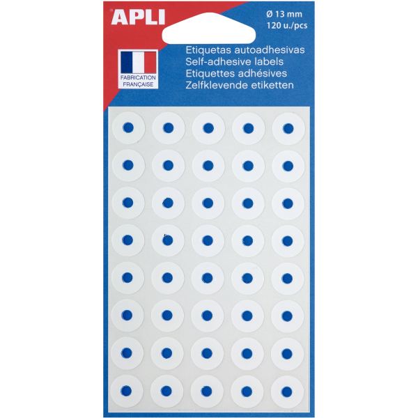 APLI Oeillets adhésifs en pochette blanc, diamètre: 13 mm — Relieurs et oeillets
