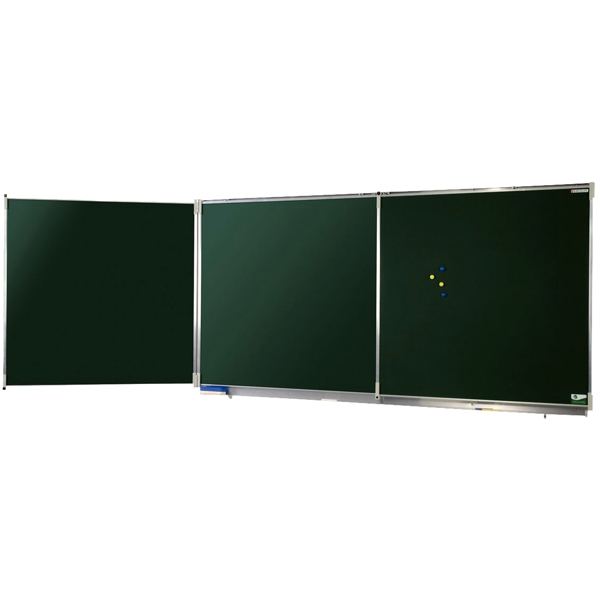 Tableau triptyque vert émaillé 120x400 + auget, N.C — EQUIPEMENT CLASSE ET BUREAU