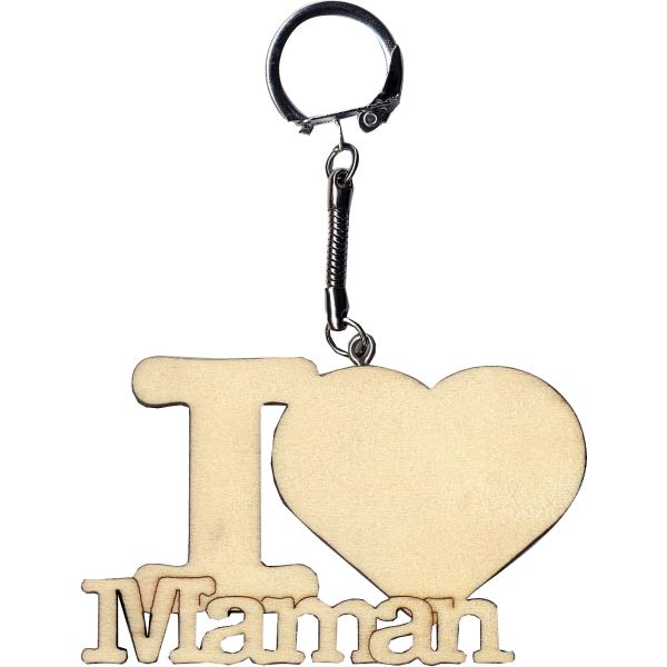 Porte-clés en bois "I love Maman", N.C — TRAVAUX MANUELS