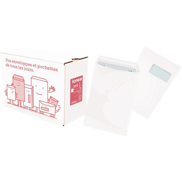 Boite de 250 pochettes blanches 229x324 mm 90g bande siliconé, N.C — COURRIER ET EXPEDITION