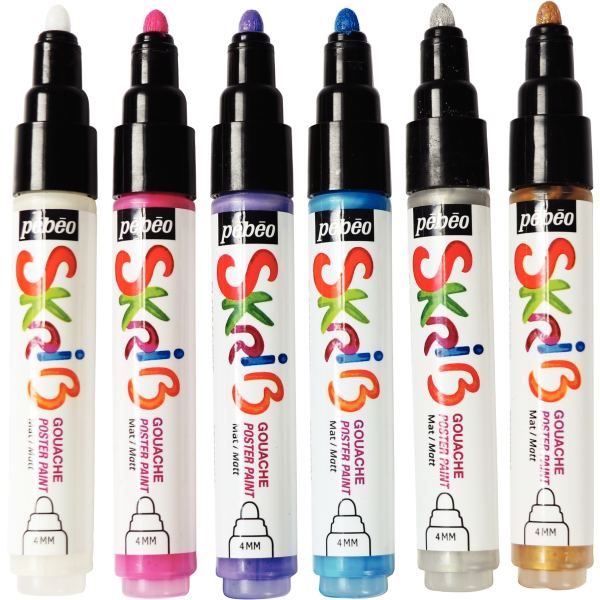 Set de 6 marqueurs gouache assortis, N.C — DESSIN SCOLAIRE ET PROFESSIONNEL