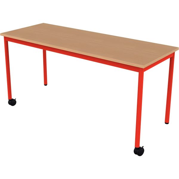 Table 130x50 cm 2 roulettes taille 4 rouge, N.C — UNIVERS PETITE ENFANCE