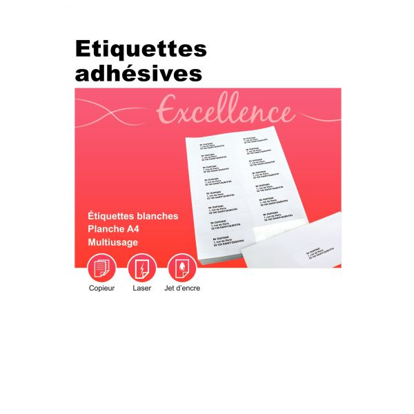 Boîte de 1600 étiquettes multi-usages blanches 99,1x33,9mm, EXCELLENCE — COURRIER ET EXPEDITION