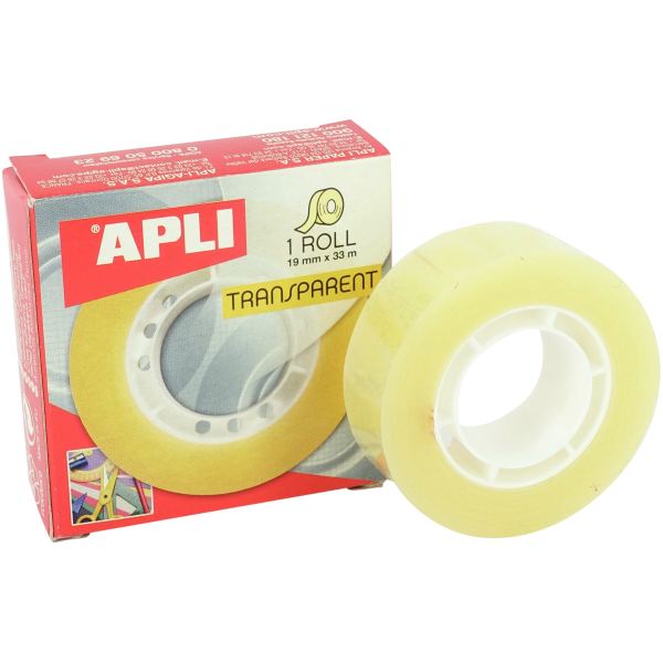 Rouleau adhésif Apli transparent 19 mmx 33m, N.C — PETIT MATERIEL BUREAU ET ECOLE