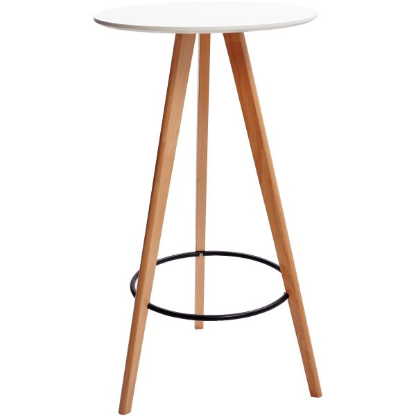 Table haute mange-debout Break plateau blanc/piètement hêtre, N.C — MOBILIER