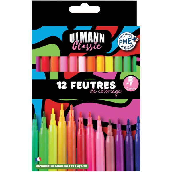 Pochette de 12 feutres pointe fine assortis, N.C — DESSIN SCOLAIRE ET PROFESSIONNEL