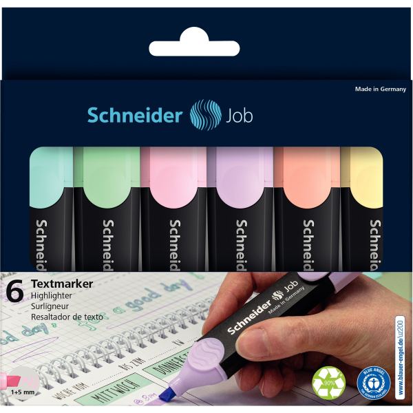 Pochette de 6 surligneurs Job Pastel assortis, N.C — ECRIRE ET CORRIGER