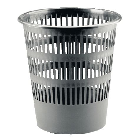 Corbeille à papier en plastique recyclé ajourée 16L grise, N.C — EQUIPEMENT CLASSE ET BUREAU