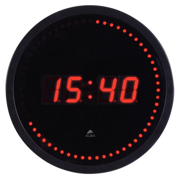 ALBA Horloge murale "HORLED", à quartz, en plastique, noir — Horloges et plus