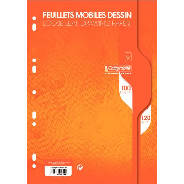 Sachet de 50 feuillets mobiles dessin, format A4, uni, papie, Calligraphe — CLASSEMENT