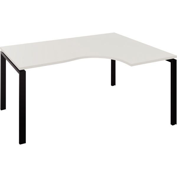 Bureau compact asymétrique 90° pieds fixes L160 xP120 retour, N.C — MOBILIER
