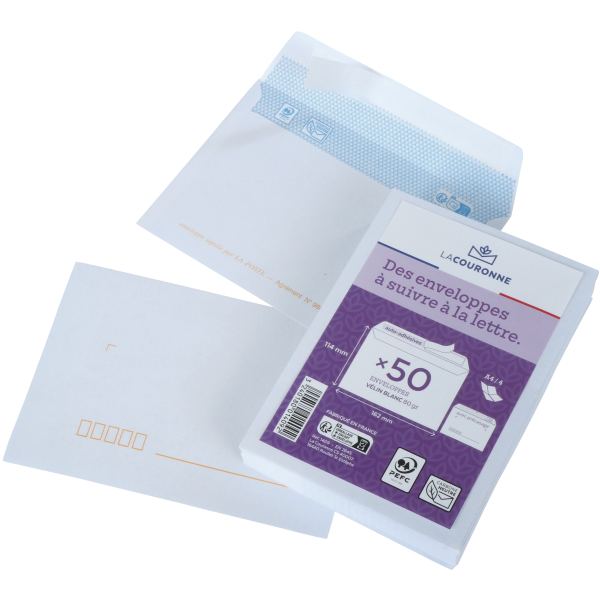 Paquet de 50 enveloppes blanches 114x162 mm 80g bande silicon, N.C — COURRIER ET EXPEDITION