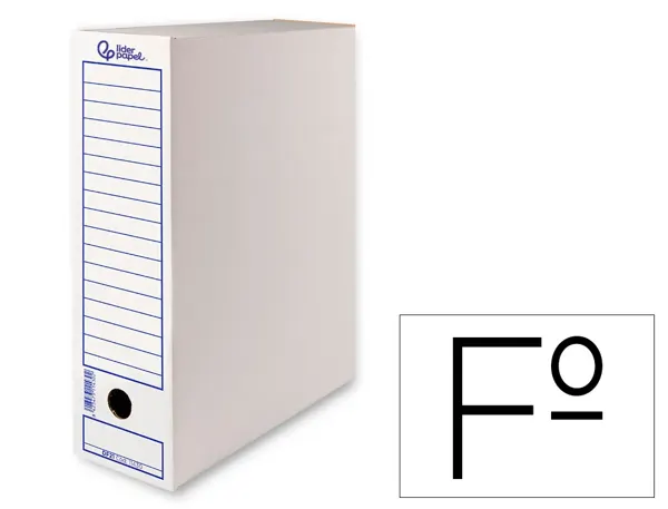Boite a archives liderpapel carton recycle 340g/m2 dos 100mm 365x100x251mm coloris blanc — Non classé