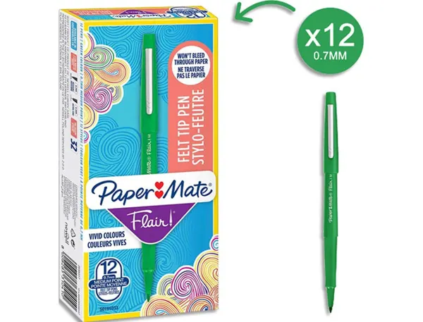 Stylo-feutre paper mate flair original pointe moyenne 1mm longue durée de vie coloris vert — Non classé