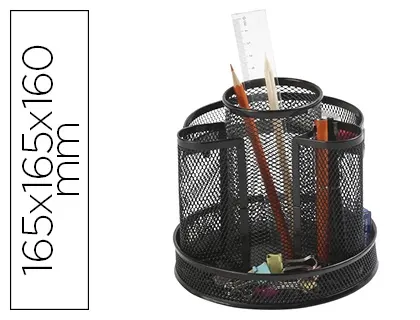 Organiseur bureau q-connect rotatif maille métallique 8 compartiments diam. 165x160mm coloris noir — Non classé