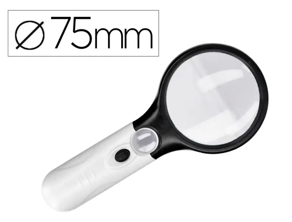 Loupe électrique q-connect lentille verre ronde 75mm diamètre monture abs grossissement par 3 3 ampoules led — Non classé