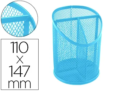 Pot a crayons q-connect maille metallique 3 compartiments hauteur 147 mm diamètre 110 mm coloris turquoise — Non classé