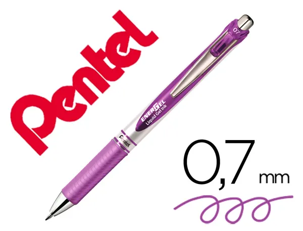 Roller pentel energel retractable rechargeable pointe metal fine 0,7mm clip metal coloris violet — Non classé