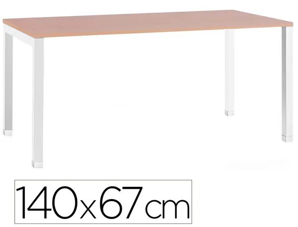 Bureau mt international plateau hetre melamine 25mm pietement arche coloris blanc 140x67cm — Non classé