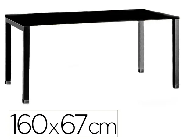Bureau mt international plateau noir melamine 25mm pietement arche coloris noir 160x67cm — Non classé