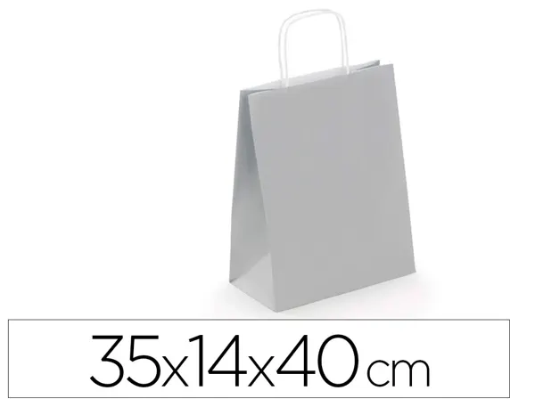Sac kraft 100g/m2 poignees torsadees 35x14x40cm paquet 50 unites coloris argent — Non classé
