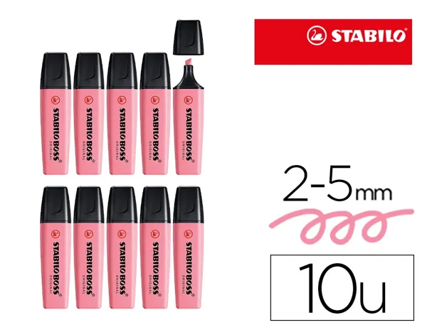 Surligneur stabilo boss original pastel encre base eau pointe biseautee largeur trace 2/5mm coloris petale de — Non…