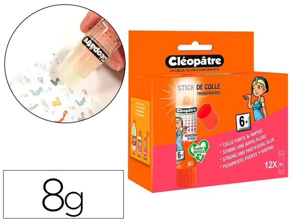 Stick de colle cleopatre invisible forte usage sans solvant carton papier photos des 6 ans 8gr lot de 12 — Non classé
