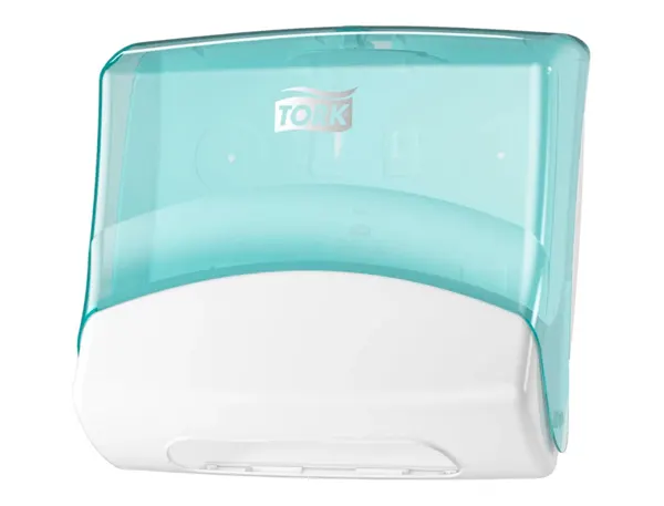 Distributeur tork de chiffons plies w4 capot transparent distribution f/f coloris turquoise/blanc — Non classé