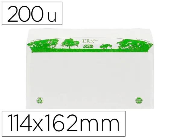Enveloppe gpv c6 bande de protection 80g recycles 114x162 blanche boite de 200 — Non classé