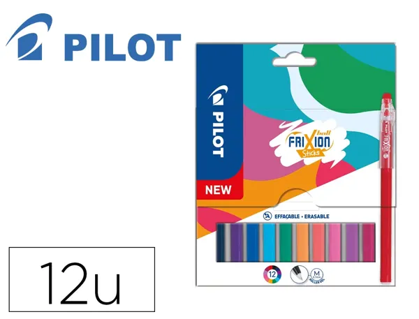 Stylo pilot frixion ball stick pointe 0,7mm encre gel effacable coloris assortis pochette 12 unites — Non classé