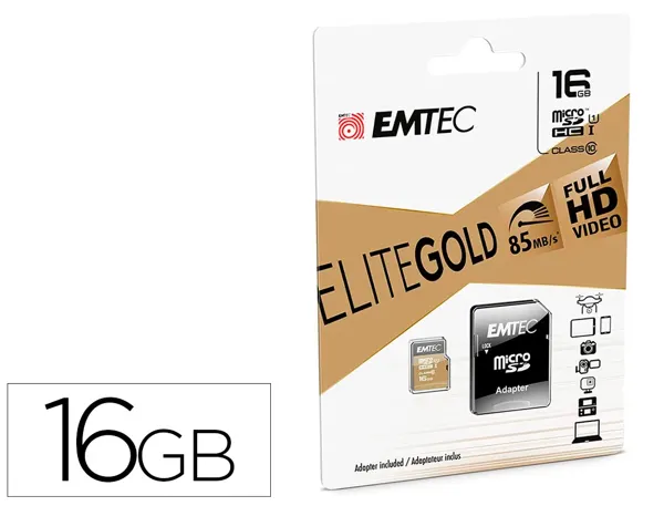 Carte memoire emtec micro sd hc 16gb classe 10 elite gold — Non classé