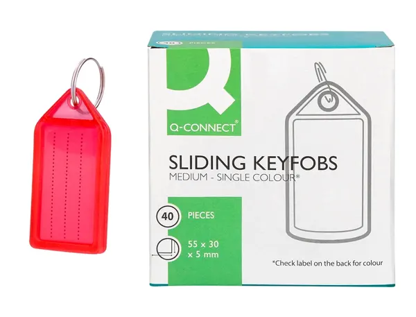Porte-cles q-connect porte-etiquette premium coloris rouge boite 40 unites — Non classé