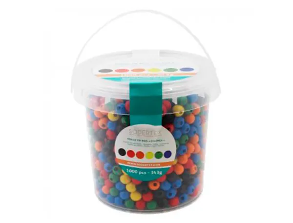 Pack perles sodertex en bois colorea - 10 mm - 1000 pcs - 530g - 6 coloris — Non classé