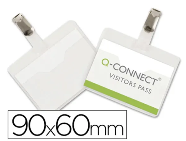 Badge q-connect clip pvc pince metallique carte blanche fournie format 60x90mm paquet 25 unites — Non classé