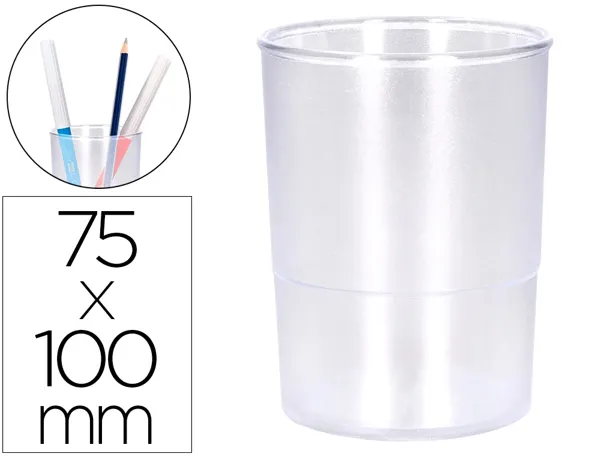 Pot a crayons q-connect plastique diametre 75mm hauteur 100mm coloris transparent — Non classé