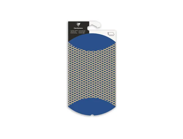 Pochette cadeau clairefontaine pliable 16x22cm kraft motif geometrique bleu — Non classé