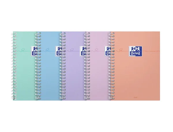 Cahier oxford smart spirale 4 trous a6 100 pages optik paper5x5 coloris pastel assortis lot 20 unites — Non classé