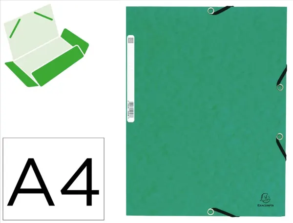 Chemise exacompta 3 rabats carte lustree 355gr a4 fermeture elastique etiquette coloris vert lot 10 unites — Non…